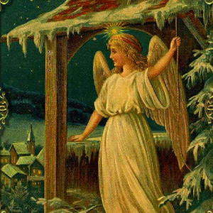Ретро открытка Рождественский ангел