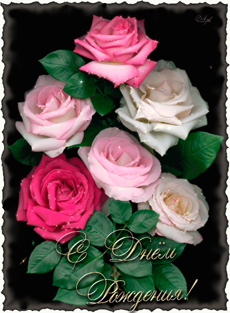Красивые розы на день Рождения~Открытки с Днем Рождения