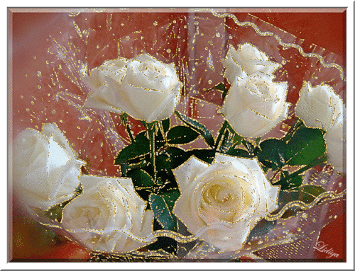 Блестящие, белые розы.~Цветы анимация