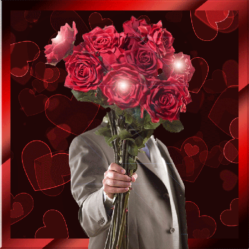 Мужчина с букетом роз~Цветы анимация