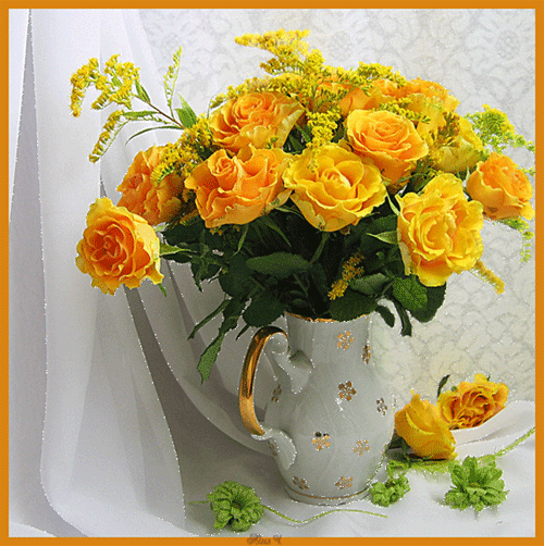 Желтые розы - букет~Цветы анимация