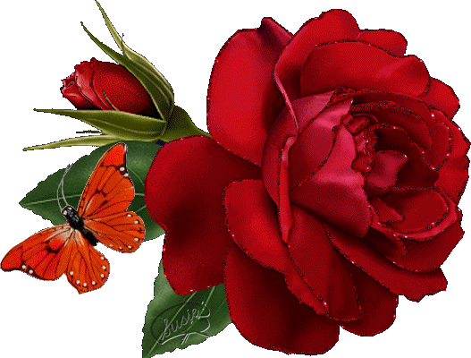 Роза с бабочкой~Цветы анимация