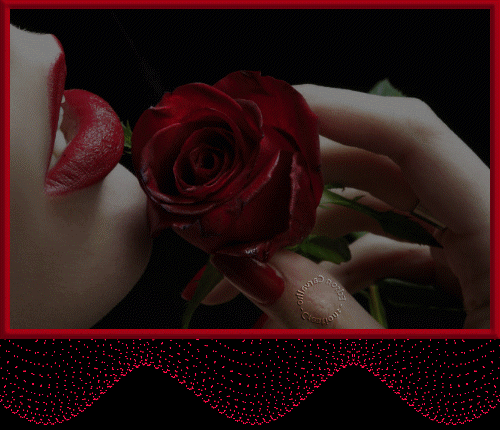 Красная роза и красные губы~Цветы анимация
