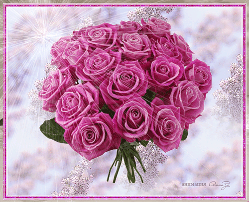 Букет из роз анимированная открытка - Цветы анимация