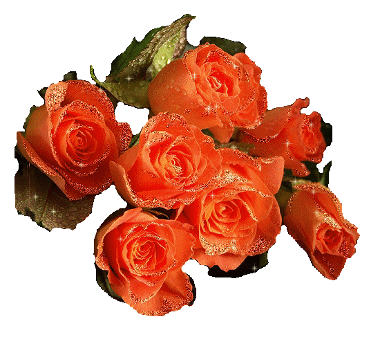 Семь оранжевых роз~Цветы анимация