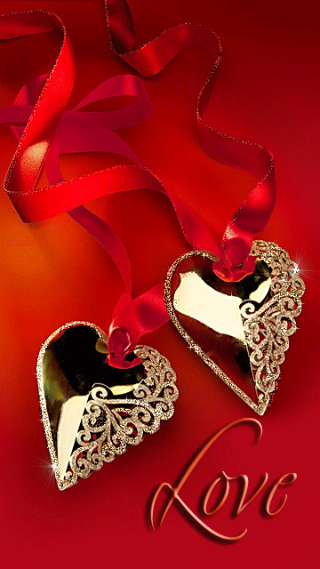 Золотые сердечки~День Святого Валентина открытки
