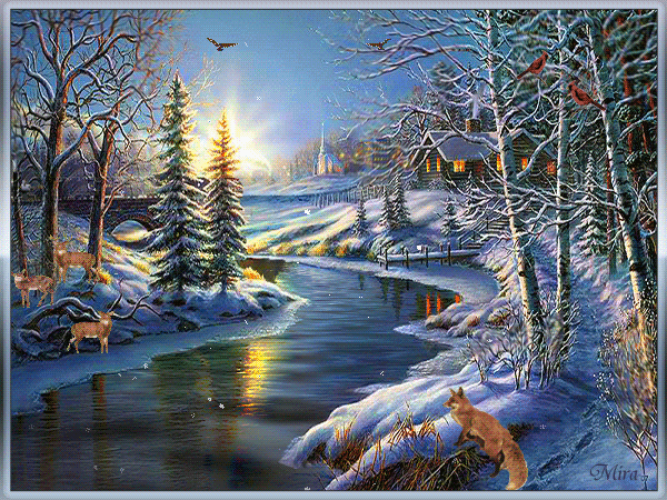 Анимированный пейзаж - Зима картинки