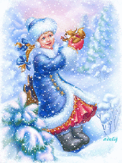 Снегурочка с белкой~Новогодние картинки 2013 на телефон
