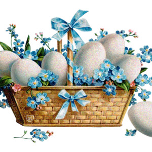 Пасхальные яйца в корзине - Пасха 2024 открытки поздравления