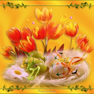 Пасхальные яйца и цветы - Пасха 2024 открытки поздравления