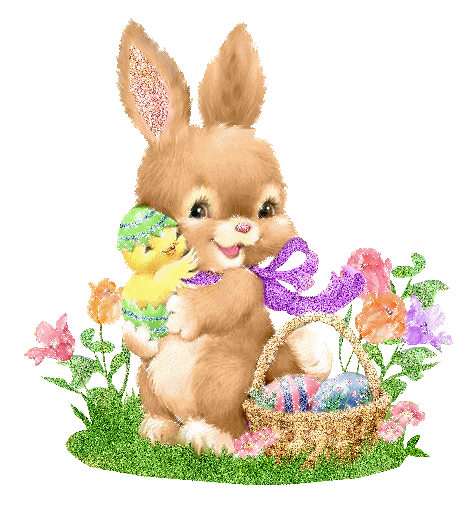 Заяц с пасхальными яйцами - Мир анимашек и блестяшек BestGif