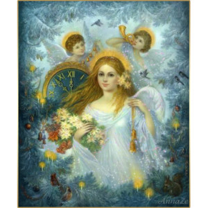 Рождественская открытка с ангелами
