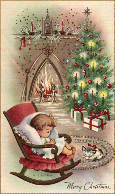 Рождественский вечер у камина - Католическое Рождество, gif скачать бесплатно