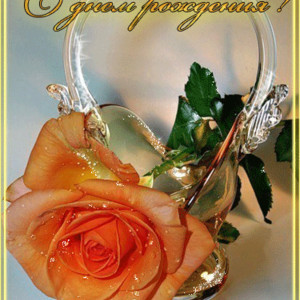 С Днем Рождения открытка с розой