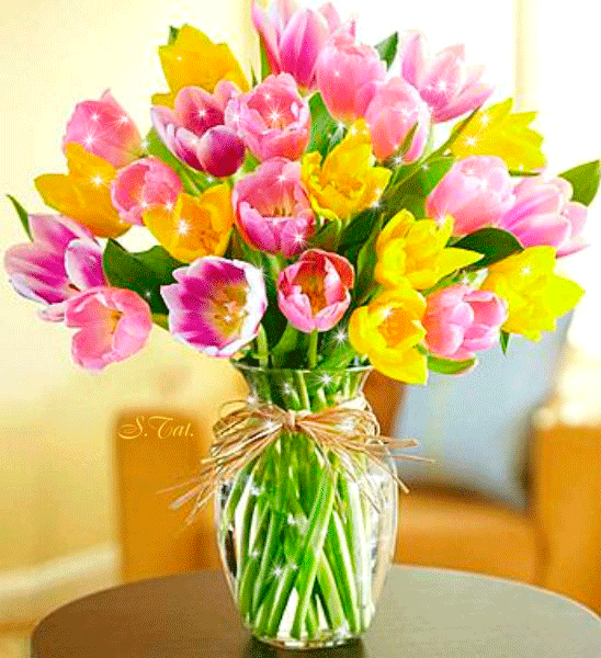 Тюльпаны мерцающие - Цветы анимация