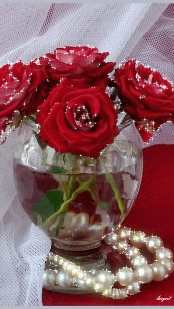 Розы и жемчуг - Цветы анимация