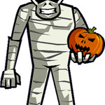 Зомби с тыквой в Хэллоуин