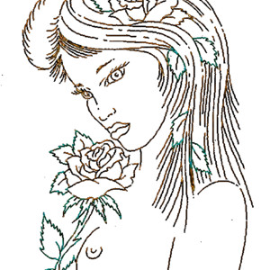 Рисунок девушки с розой