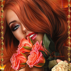 Девушка с розами рисунок