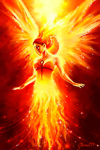 Девушка в огне - Анимационные блестящие картинки GIF