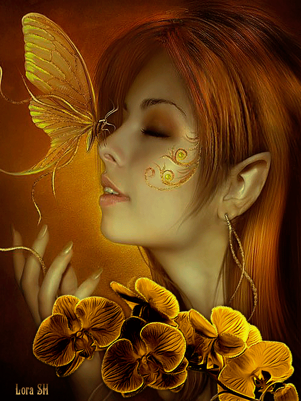 Девушка с бабочкой на носу