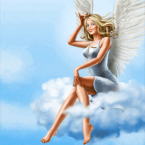 Девушка ангел на небесах