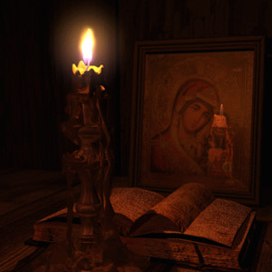 Икона, свеча и библия