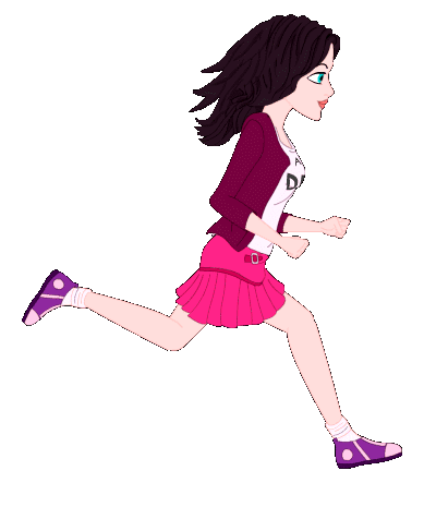 девушка бежит - Анимационные блестящие картинки GIF.