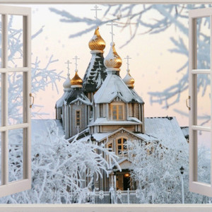 Зимнияя анимация с православной церковью