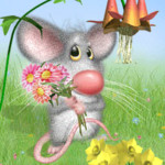Мышонок с цветами