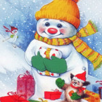 Снеговик с подарками для телефона