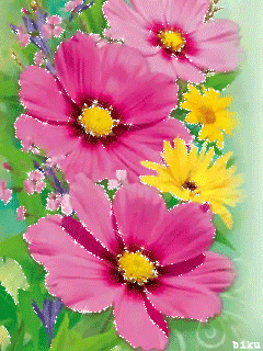 Яркие цветы - Анимационные блестящие картинки GIF