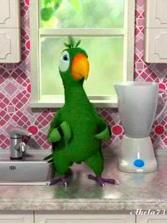 Прикольный попугай - Анимационные блестящие картинки GIF