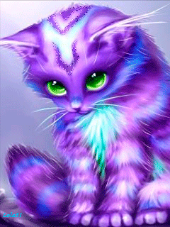 Фантастический котенок - Анимационные блестящие картинки GIF