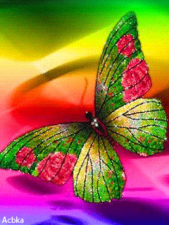 Радужная бабочка - Анимационные блестящие картинки GIF
