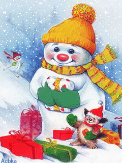 Снеговик с подарками для телефона - На телефон