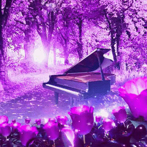 Пианино в цветочном лесу