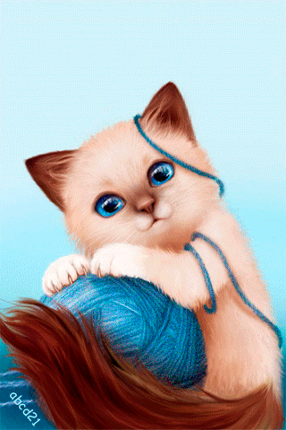 Сиамский котёнок с клубком ниток - Сказочные картинки