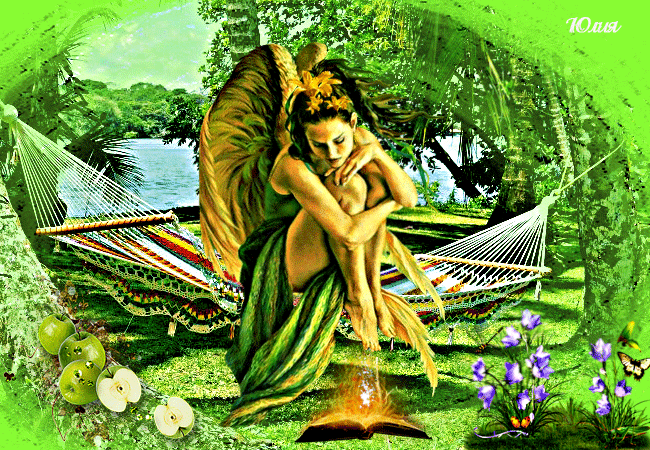 Лесная фея в зелёном лесу - Сказочные картинки