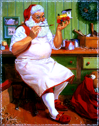 Дед мороз готовит подарки к Новому году