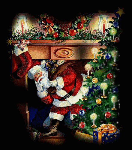 Санта-Клаус с подарками.