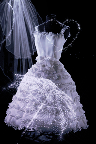 Свадебное платье - Анимационные блестящие картинки GIF.