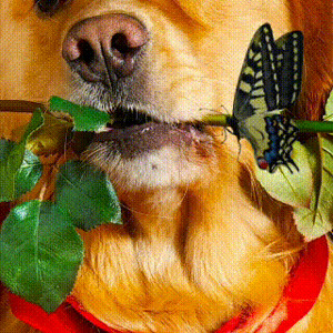 Собака с бабочкой - Фото животных