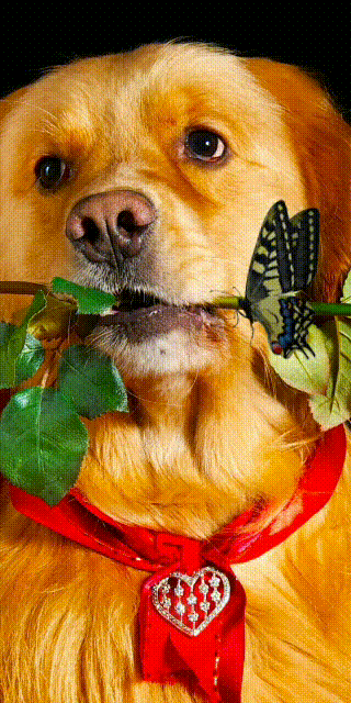 Собака с бабочкой - с животными, gif скачать бесплатно