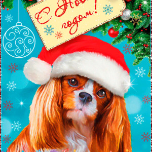 Живая открытка с Новым годом Собаки